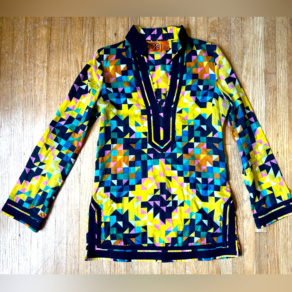 Tory Burch Tunic Geometric Pattern Print Size 4